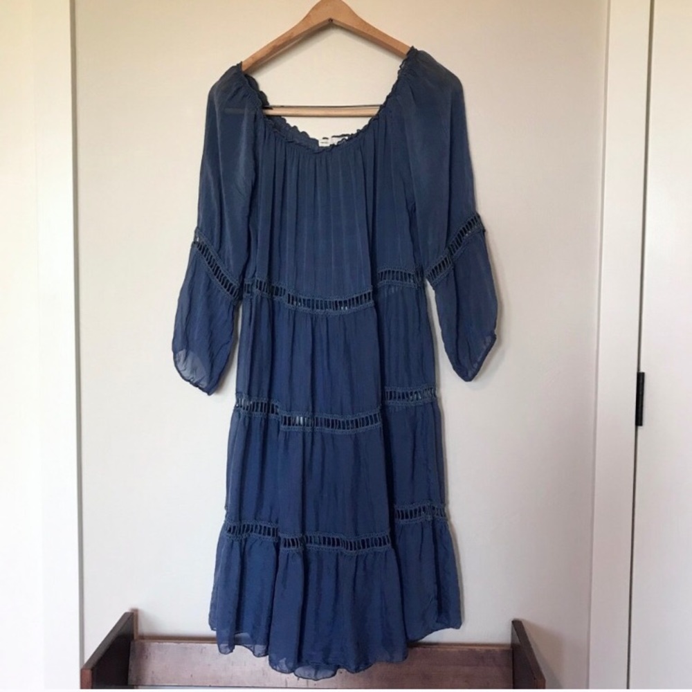 Baci 💙 100% Silk Boho Midi Sheer Cover Up Summer